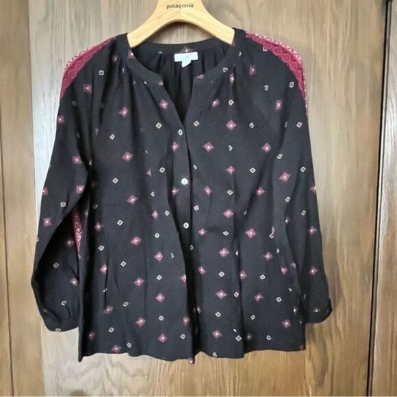 J. Jill Diamond Pattern Peasant Blouse Top - Picture 1 of 5